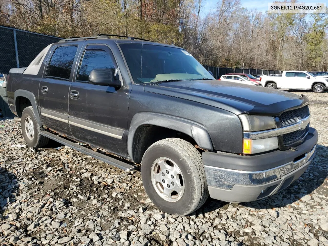 2004 Chevrolet Avalanche K1500 VIN: 3GNEK12T94G202681 Lot: 81526594