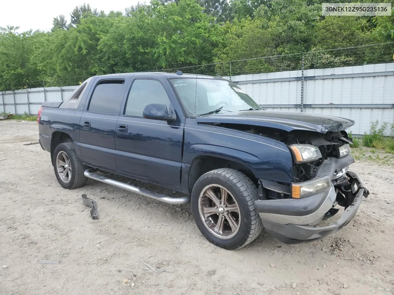 2005 Chevrolet Avalanche K1500 VIN: 3GNEK12Z95G235136 Lot: 58904694