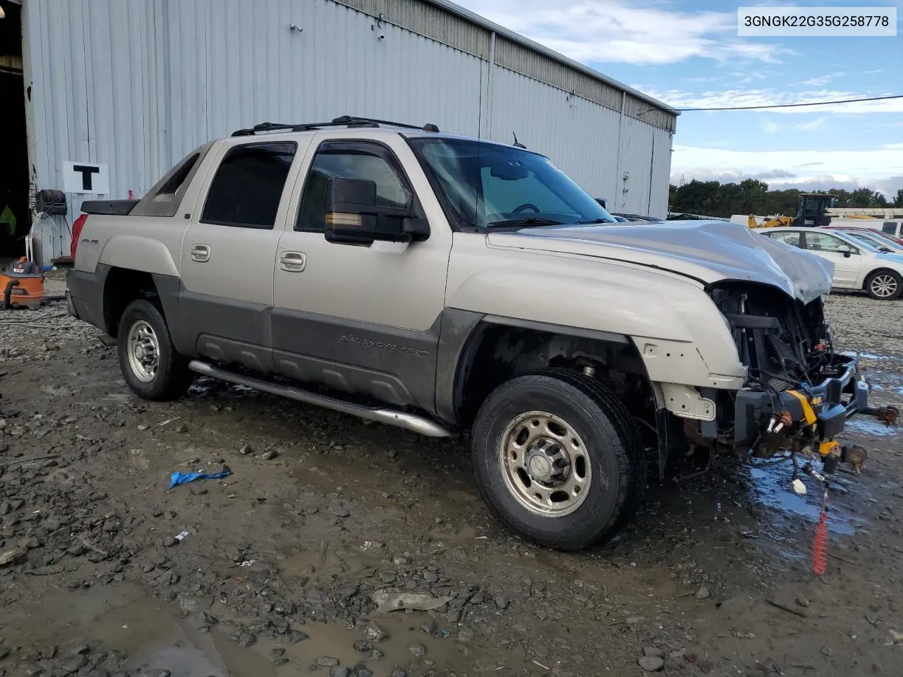 2005 Chevrolet Avalanche K2500 VIN: 3GNGK22G35G258778 Lot: 73949614