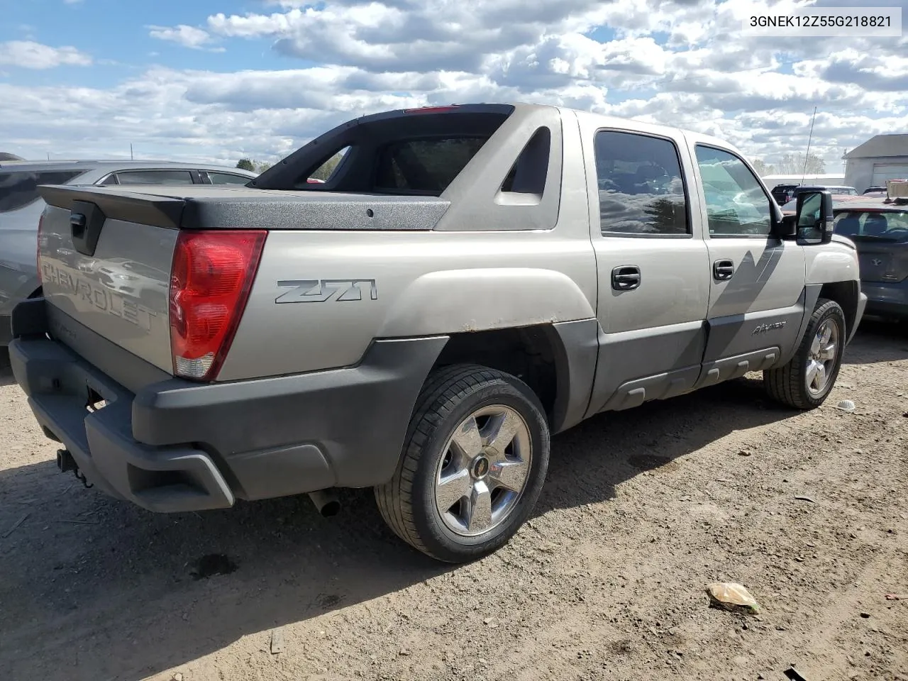 2005 Chevrolet Avalanche K1500 VIN: 3GNEK12Z55G218821 Lot: 74912004