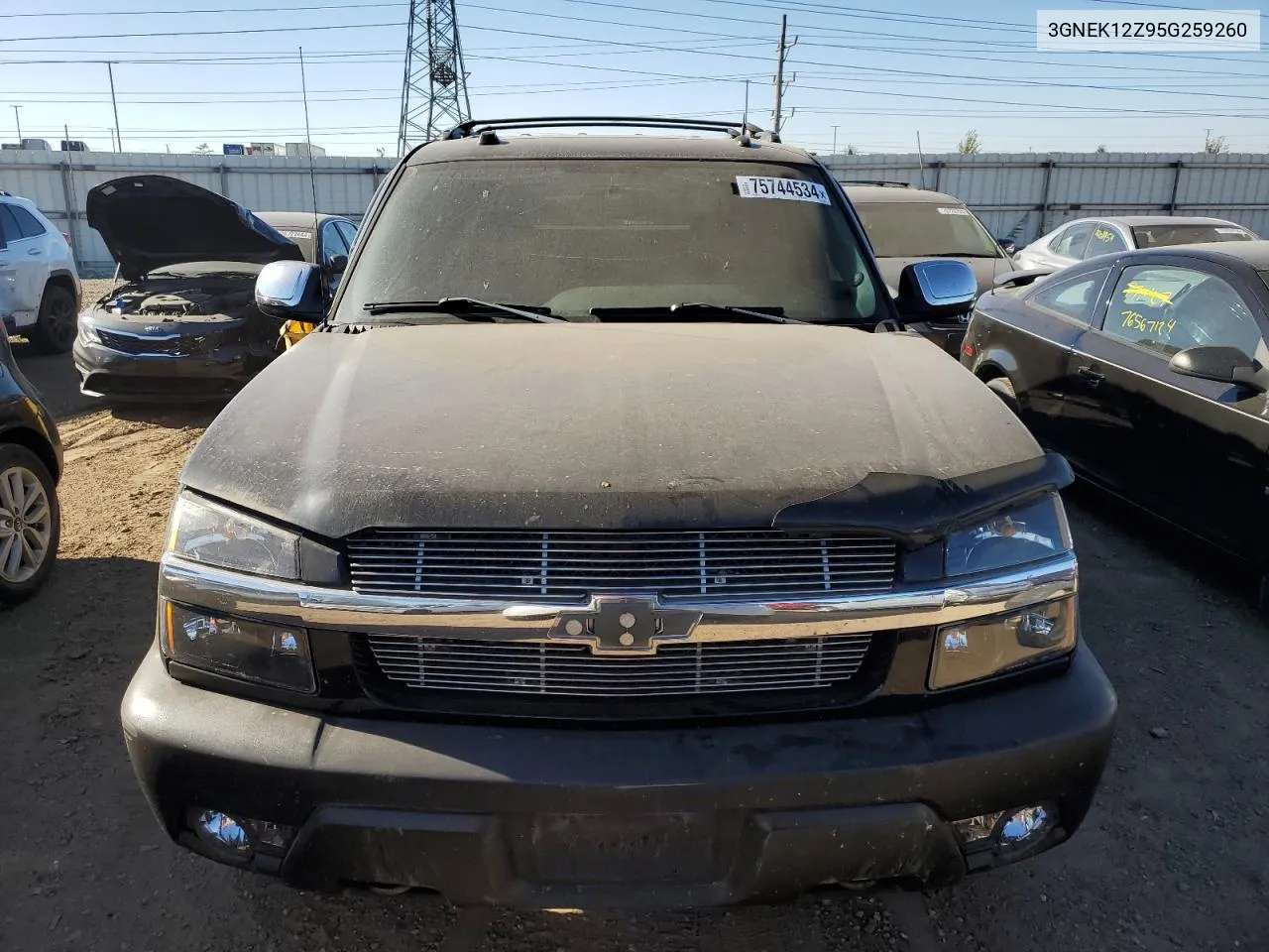 2005 Chevrolet Avalanche K1500 VIN: 3GNEK12Z95G259260 Lot: 75744534