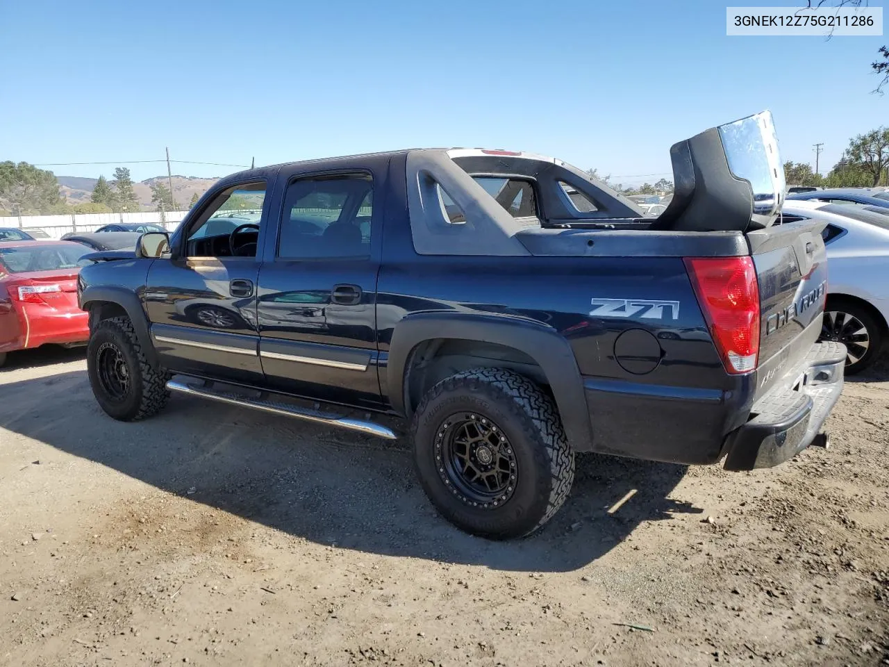 2005 Chevrolet Avalanche K1500 VIN: 3GNEK12Z75G211286 Lot: 76143034