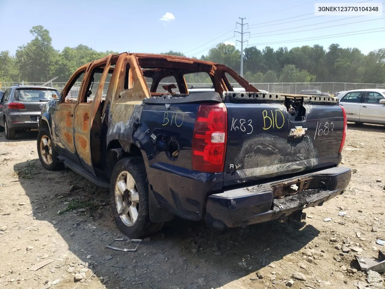 2007 Chevrolet Avalanche K1500 VIN: 3GNEK12377G104348 Lot: 54542552