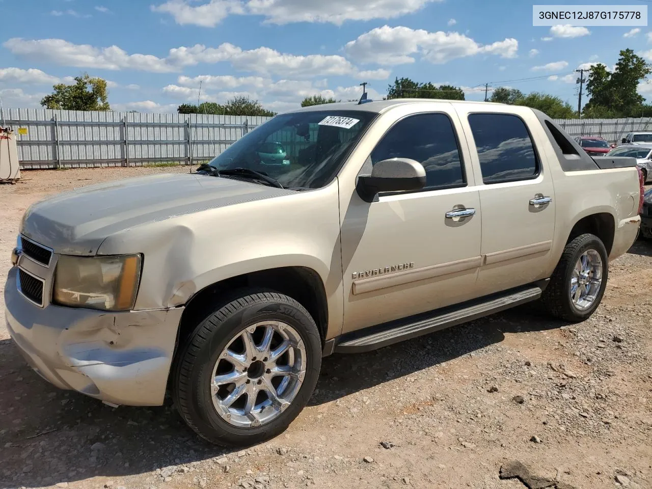 2007 Chevrolet Avalanche C1500 VIN: 3GNEC12J87G175778 Lot: 72176374