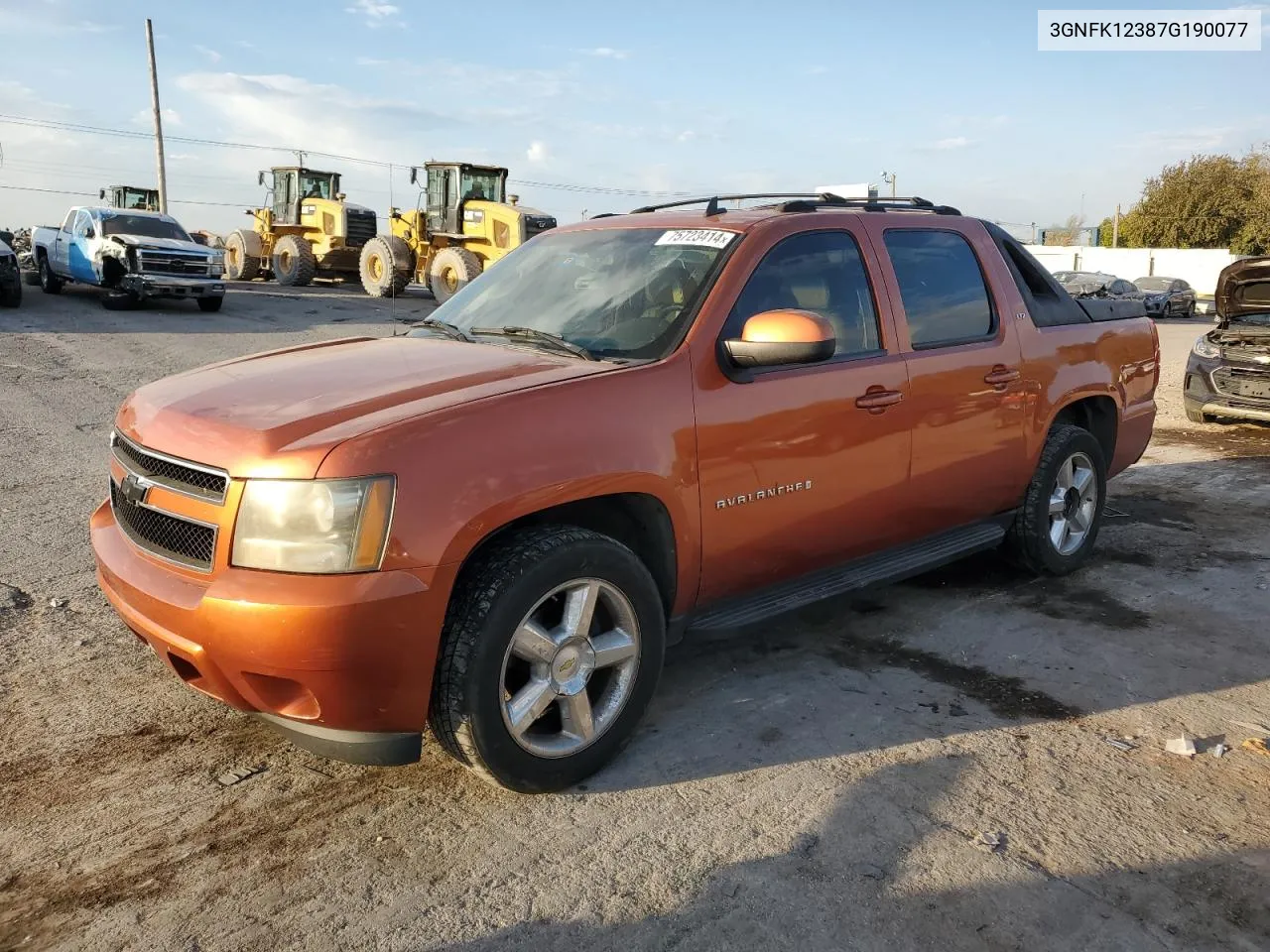 2007 Chevrolet Avalanche K1500 VIN: 3GNFK12387G190077 Lot: 75723414