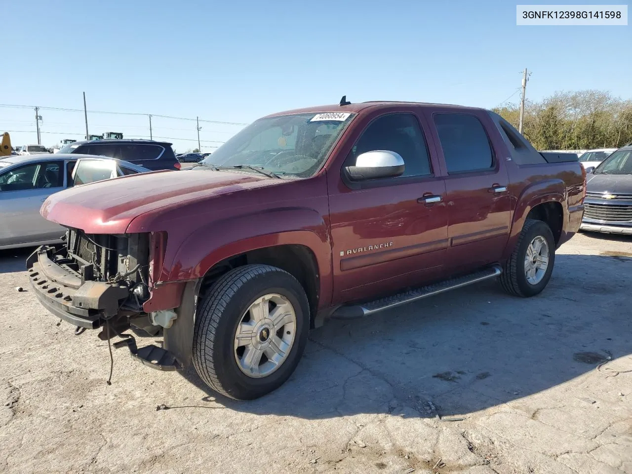 2008 Chevrolet Avalanche K1500 VIN: 3GNFK12398G141598 Lot: 74060954