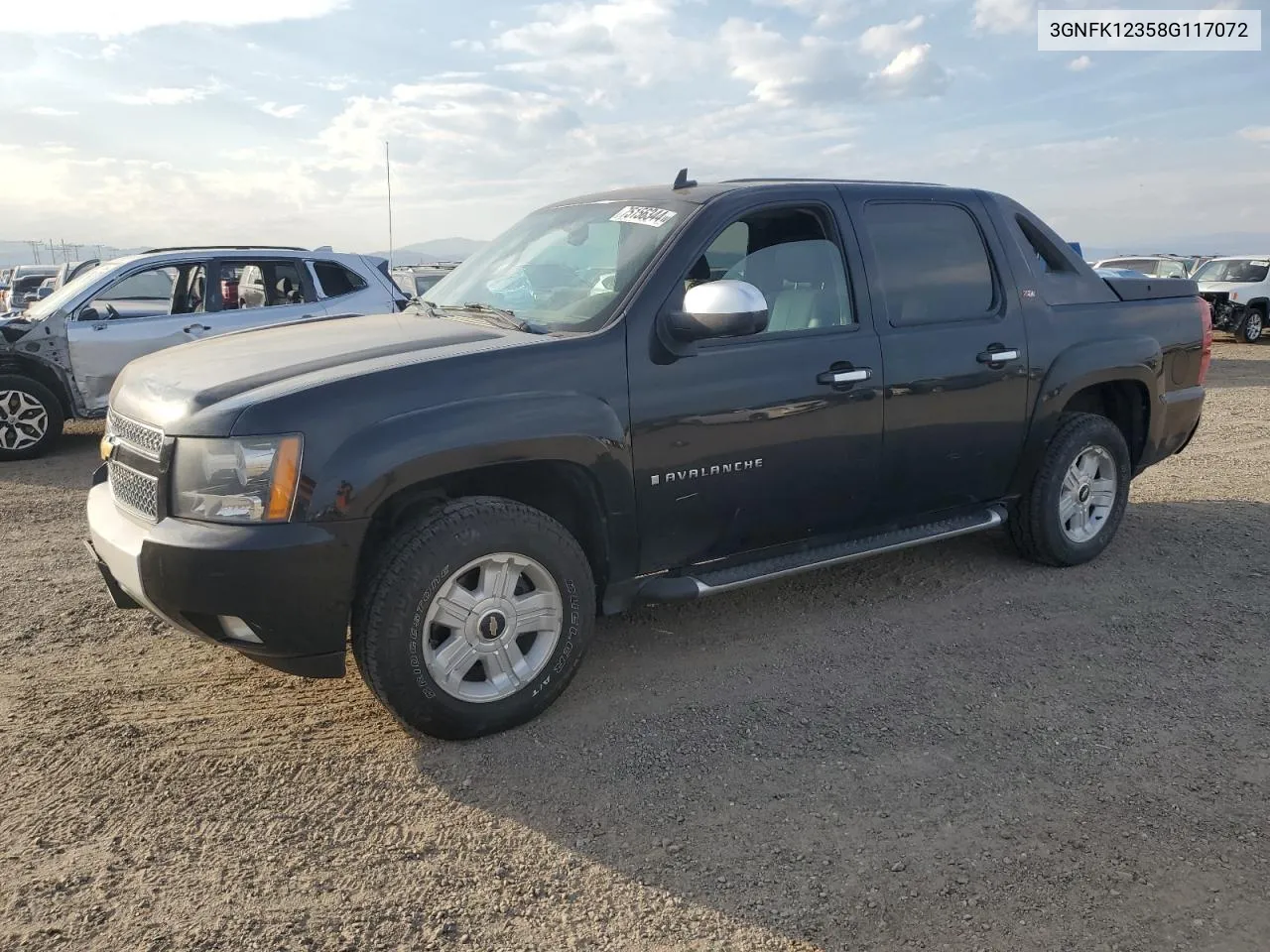 2008 Chevrolet Avalanche K1500 VIN: 3GNFK12358G117072 Lot: 75156344