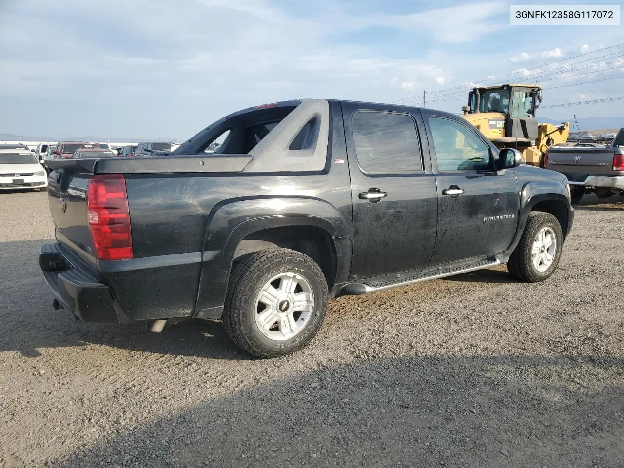 2008 Chevrolet Avalanche K1500 VIN: 3GNFK12358G117072 Lot: 75156344