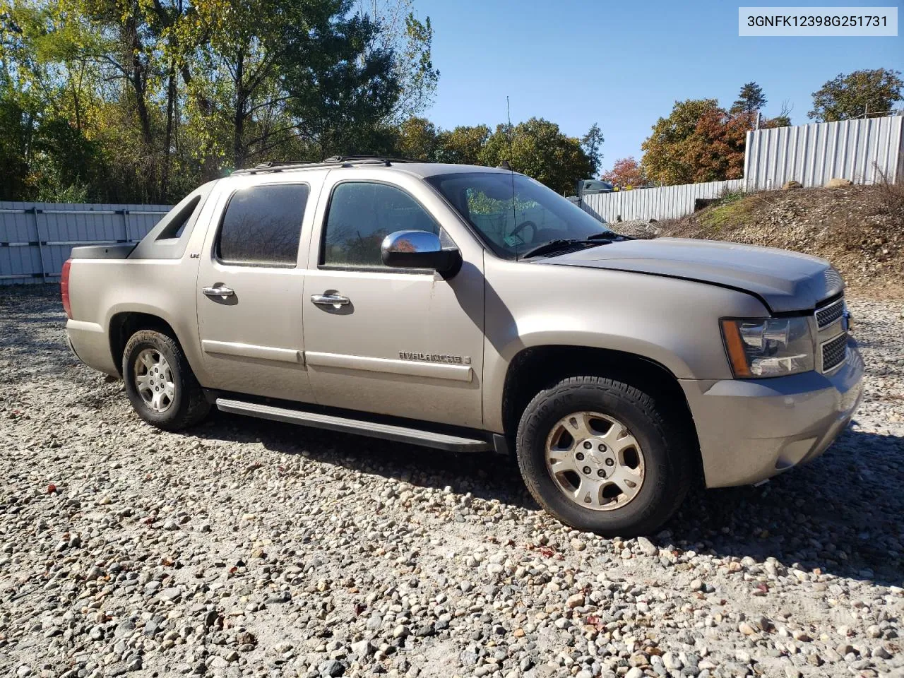 2008 Chevrolet Avalanche K1500 VIN: 3GNFK12398G251731 Lot: 75665554