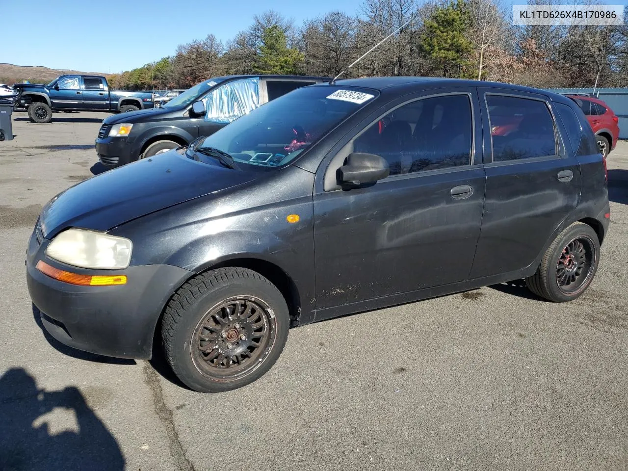 2004 Chevrolet Aveo VIN: KL1TD626X4B170986 Lot: 80579734