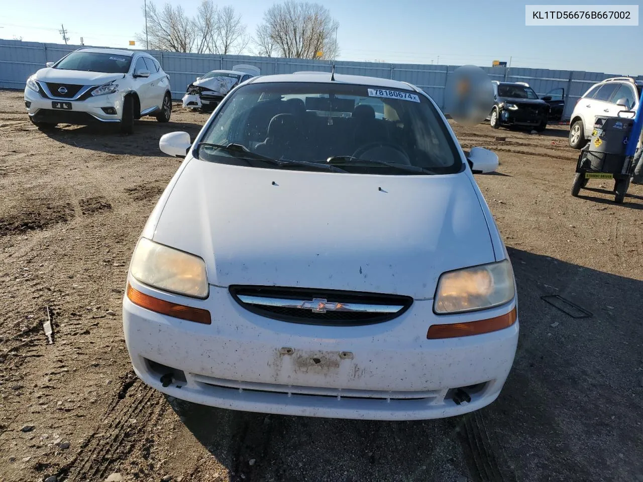 2006 Chevrolet Aveo Base VIN: KL1TD56676B667002 Lot: 78180674