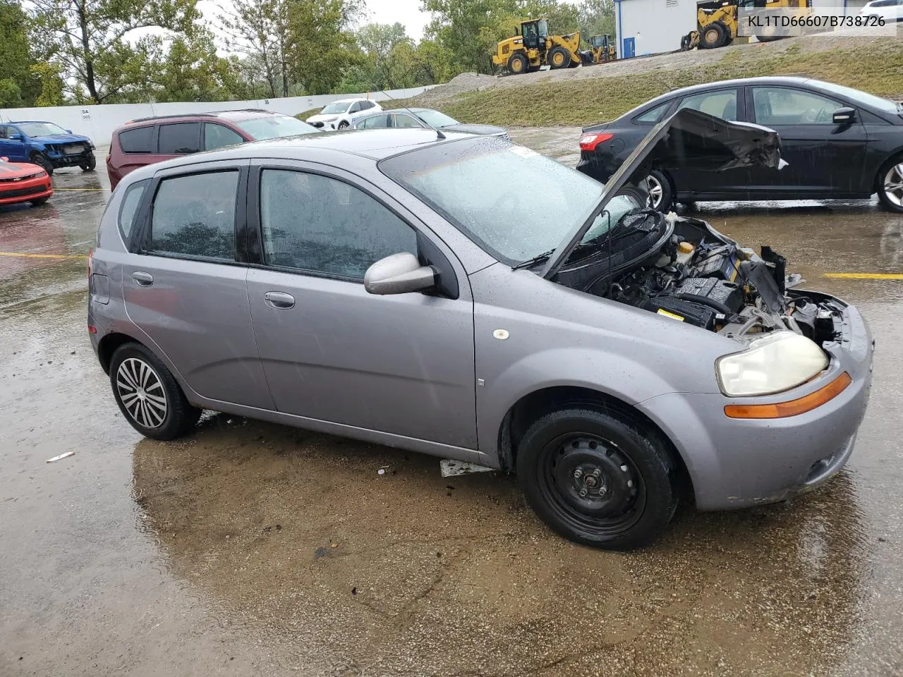 2007 Chevrolet Aveo Base VIN: KL1TD66607B738726 Lot: 73238484