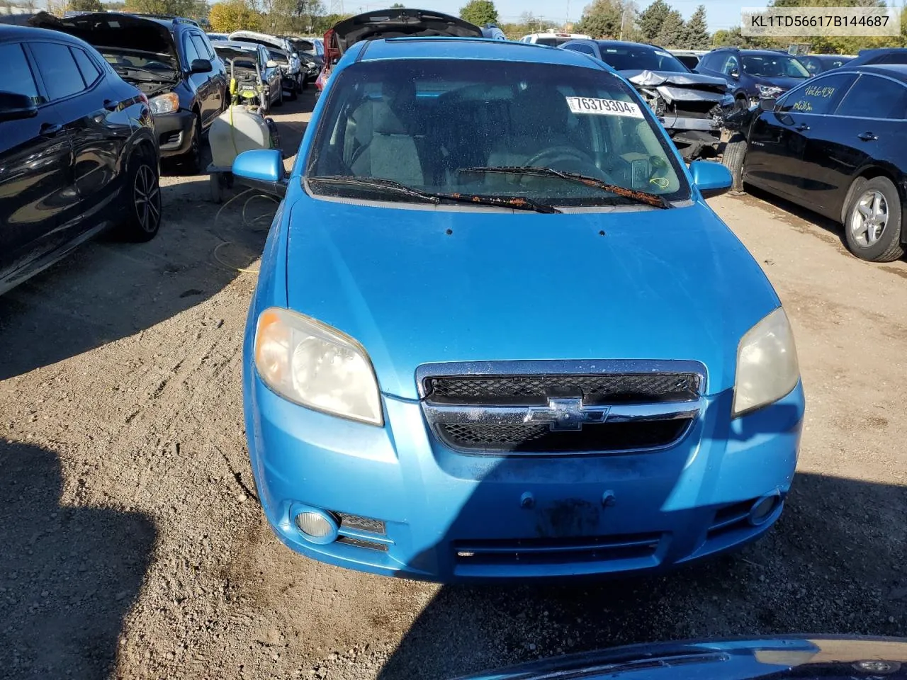 2007 Chevrolet Aveo Base VIN: KL1TD56617B144687 Lot: 76379304