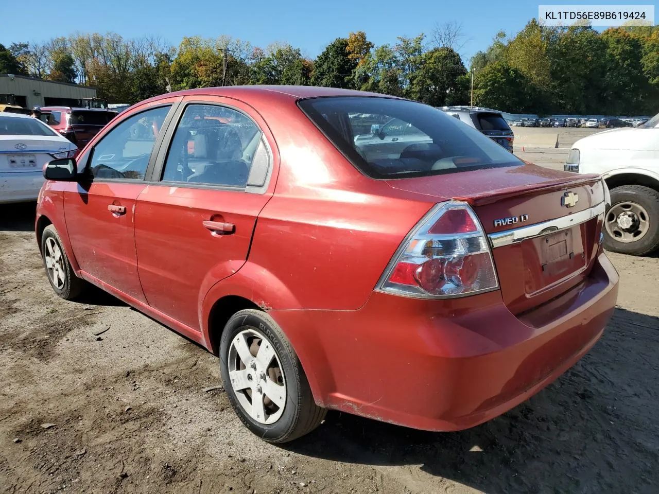 2009 Chevrolet Aveo Ls VIN: KL1TD56E89B619424 Lot: 74973684