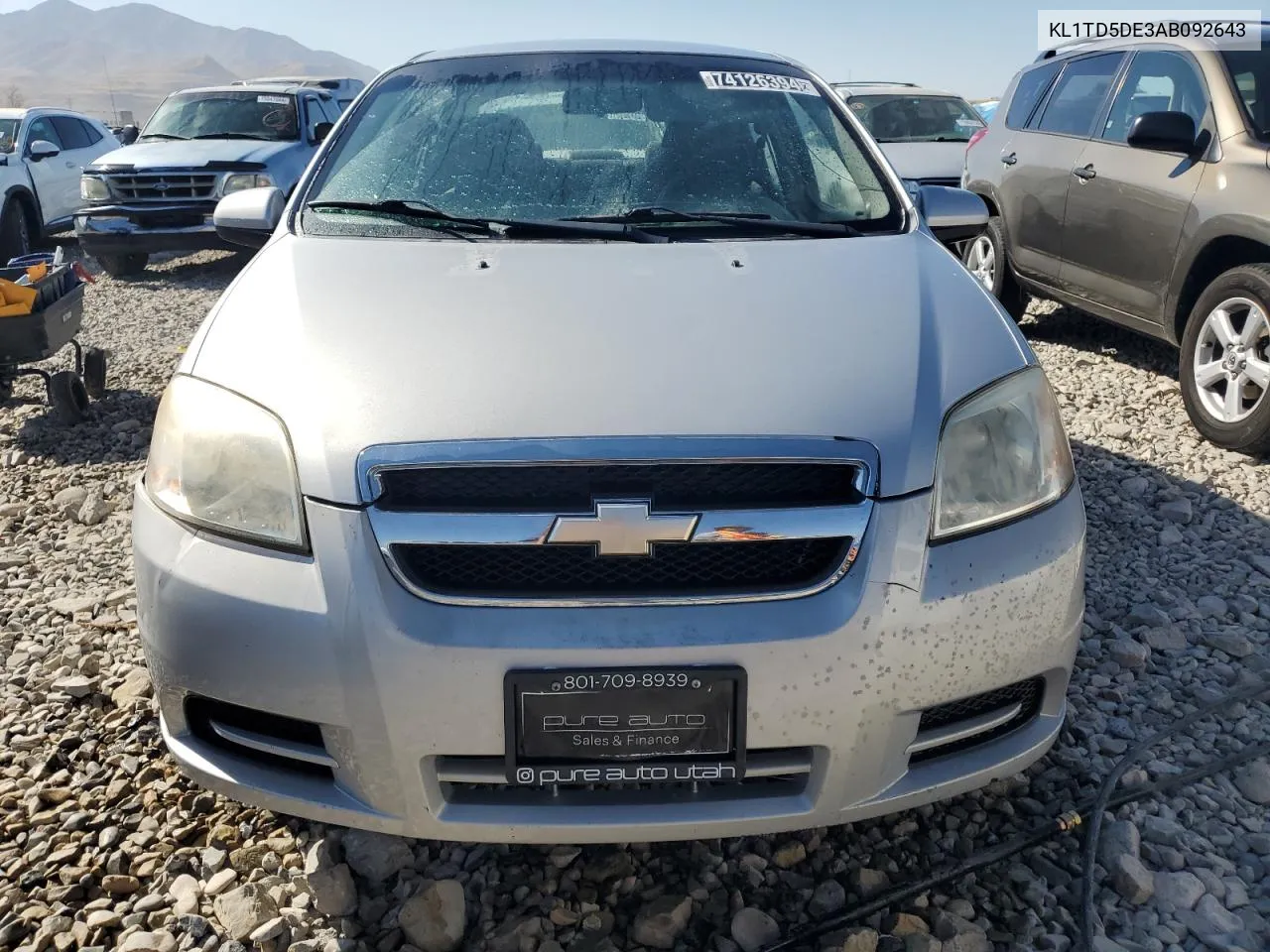 2010 Chevrolet Aveo Ls VIN: KL1TD5DE3AB092643 Lot: 74126394