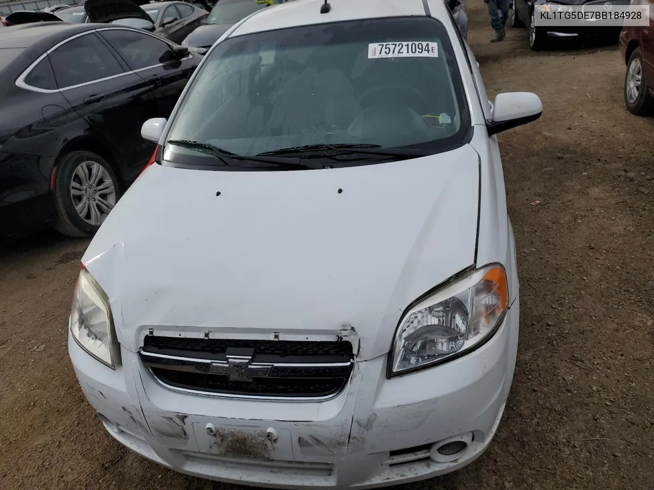 2011 Chevrolet Aveo Lt VIN: KL1TG5DE7BB184928 Lot: 75721094