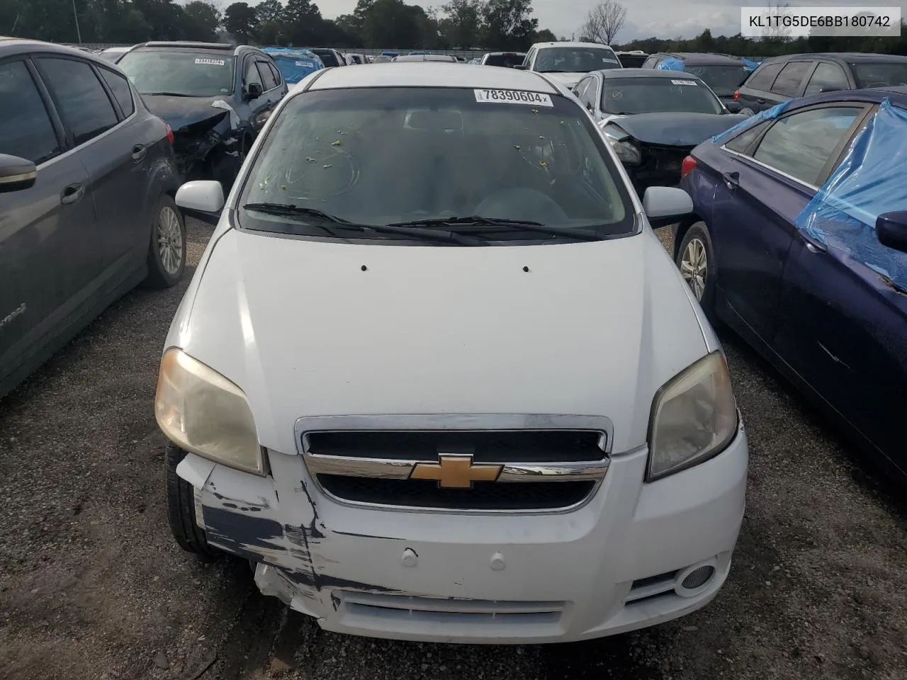 2011 Chevrolet Aveo Lt VIN: KL1TG5DE6BB180742 Lot: 78390604