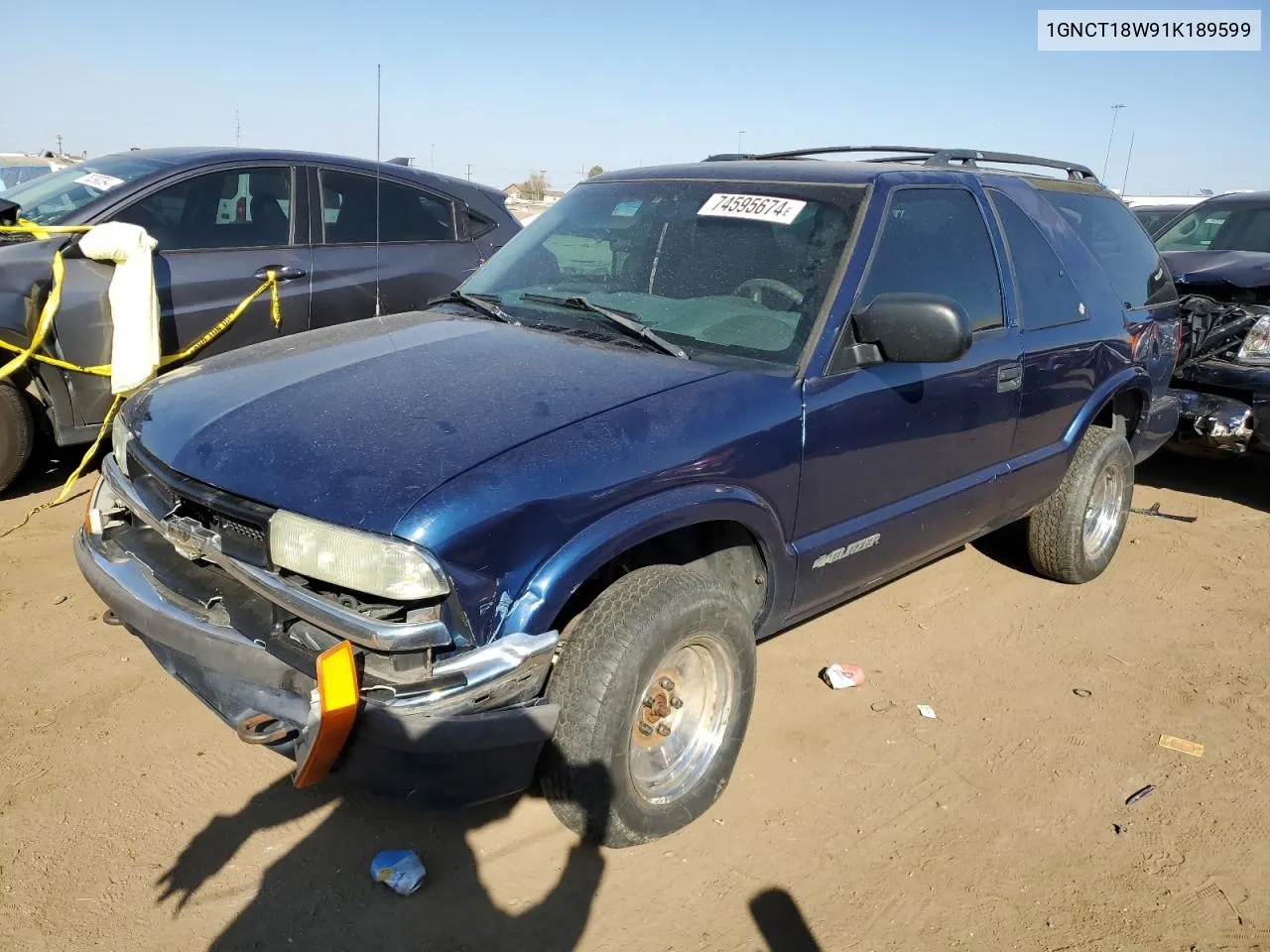 2001 Chevrolet Blazer VIN: 1GNCT18W91K189599 Lot: 74595674