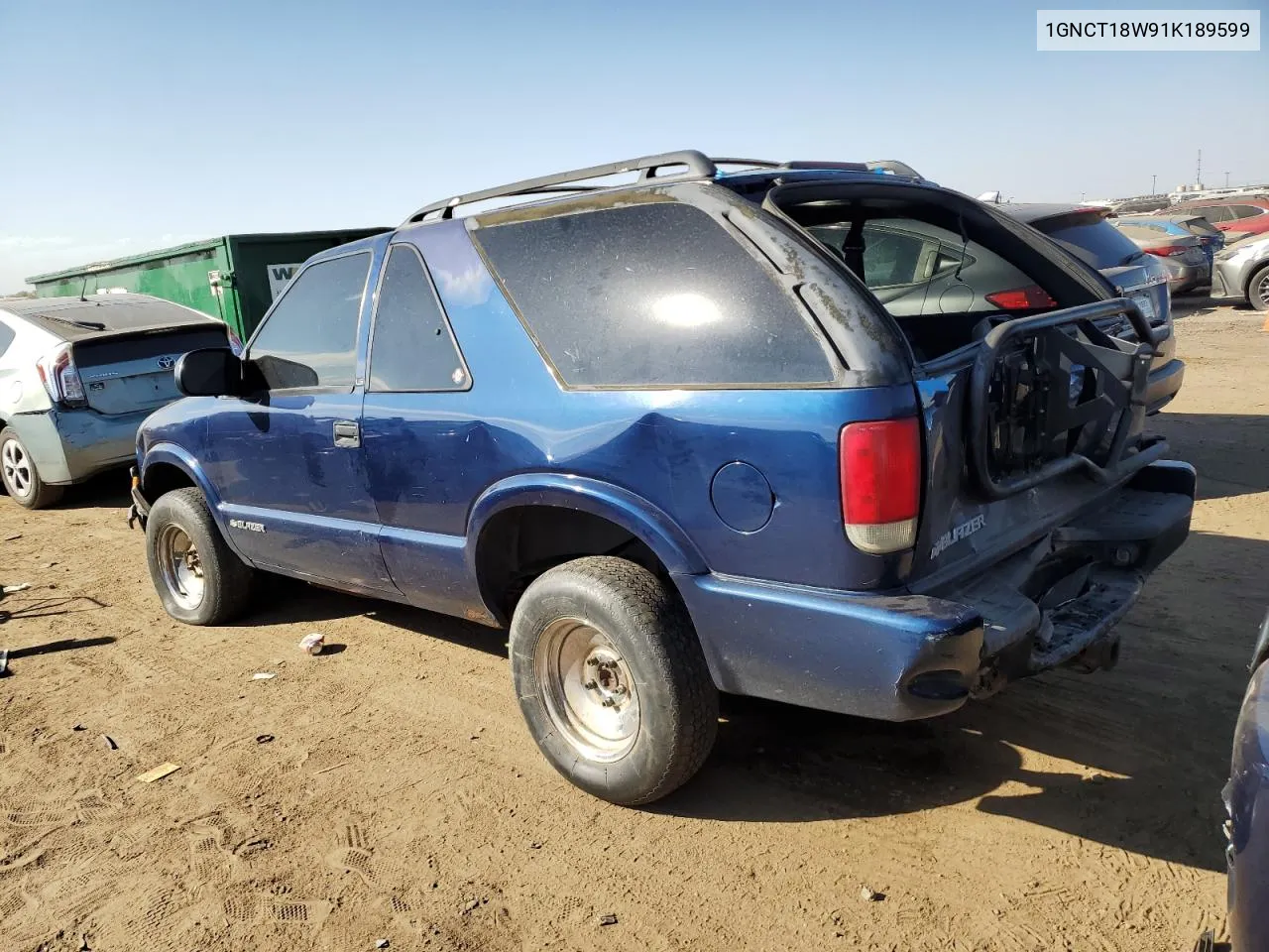 2001 Chevrolet Blazer VIN: 1GNCT18W91K189599 Lot: 74595674