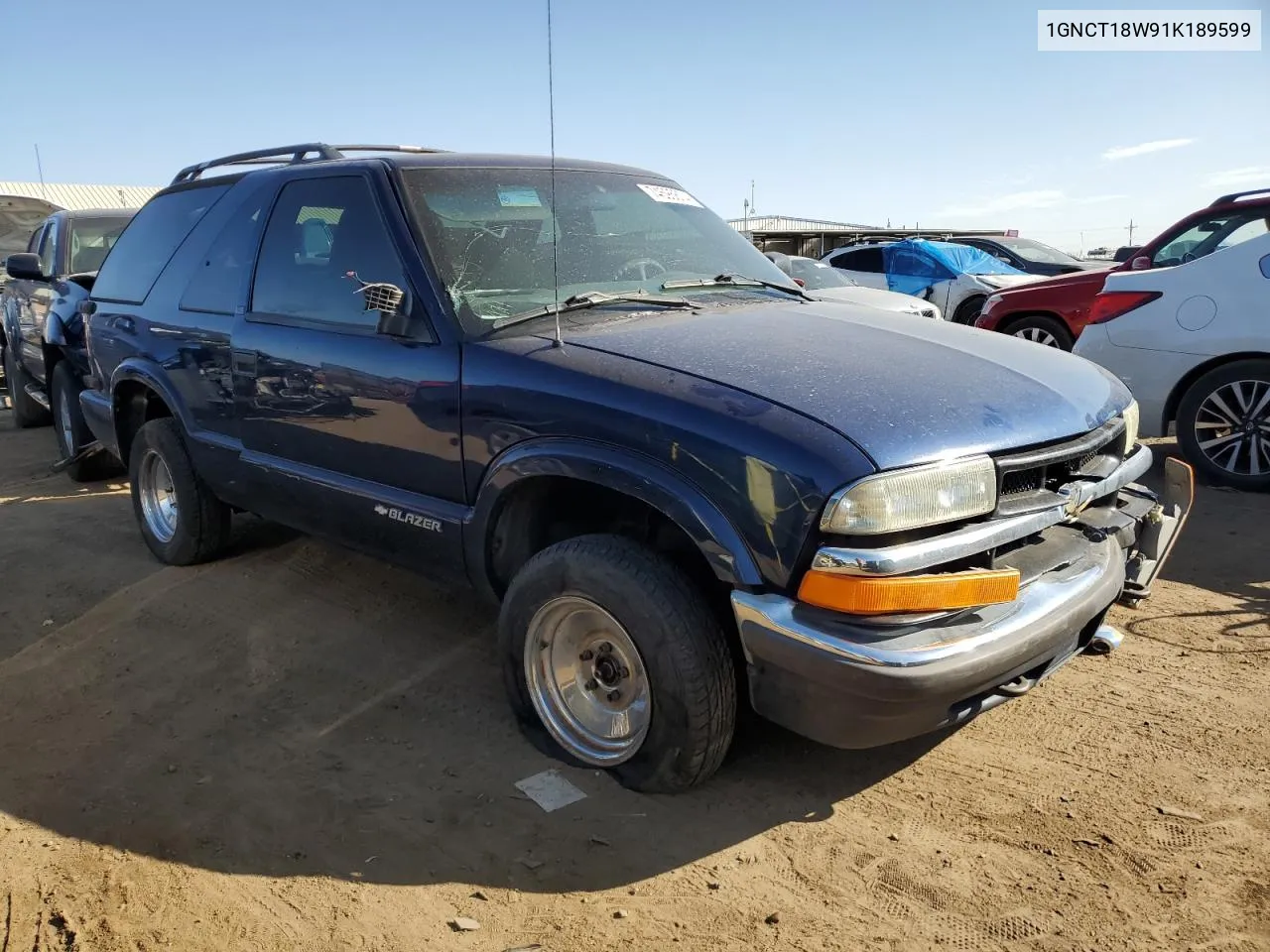 2001 Chevrolet Blazer VIN: 1GNCT18W91K189599 Lot: 74595674