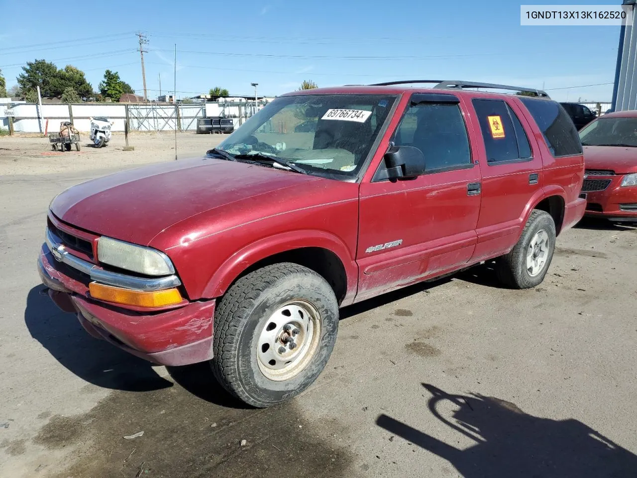 2003 Chevrolet Blazer VIN: 1GNDT13X13K162520 Lot: 69766734