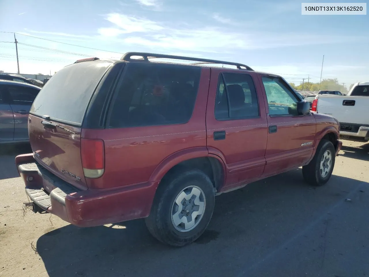 2003 Chevrolet Blazer VIN: 1GNDT13X13K162520 Lot: 69766734