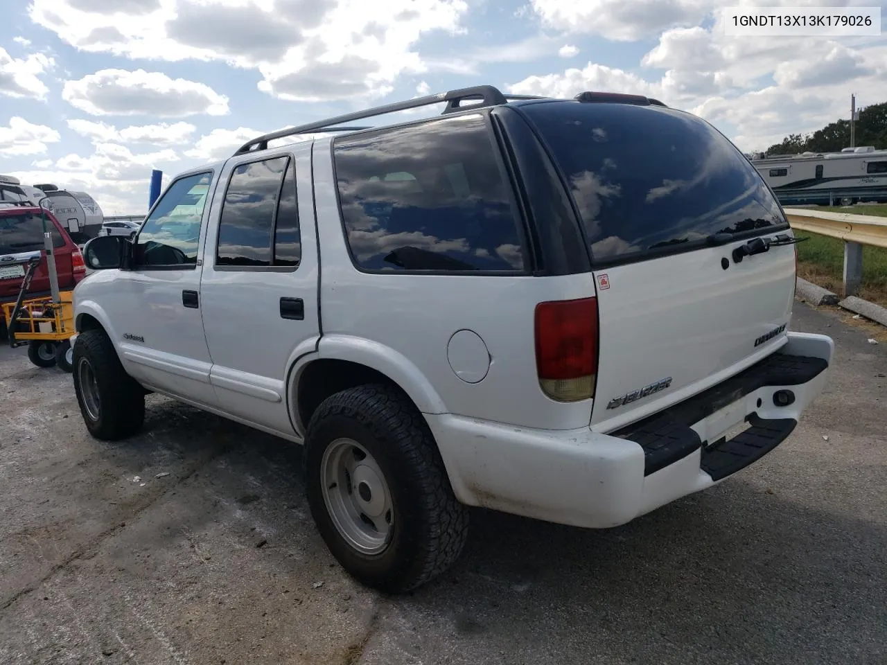 2003 Chevrolet Blazer VIN: 1GNDT13X13K179026 Lot: 71979684