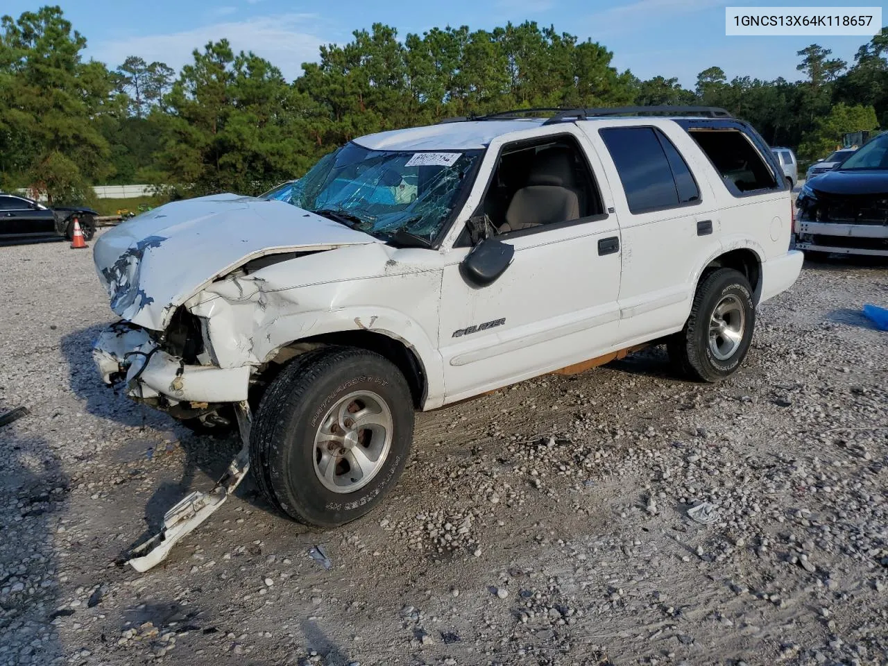 2004 Chevrolet Blazer VIN: 1GNCS13X64K118657 Lot: 69886184