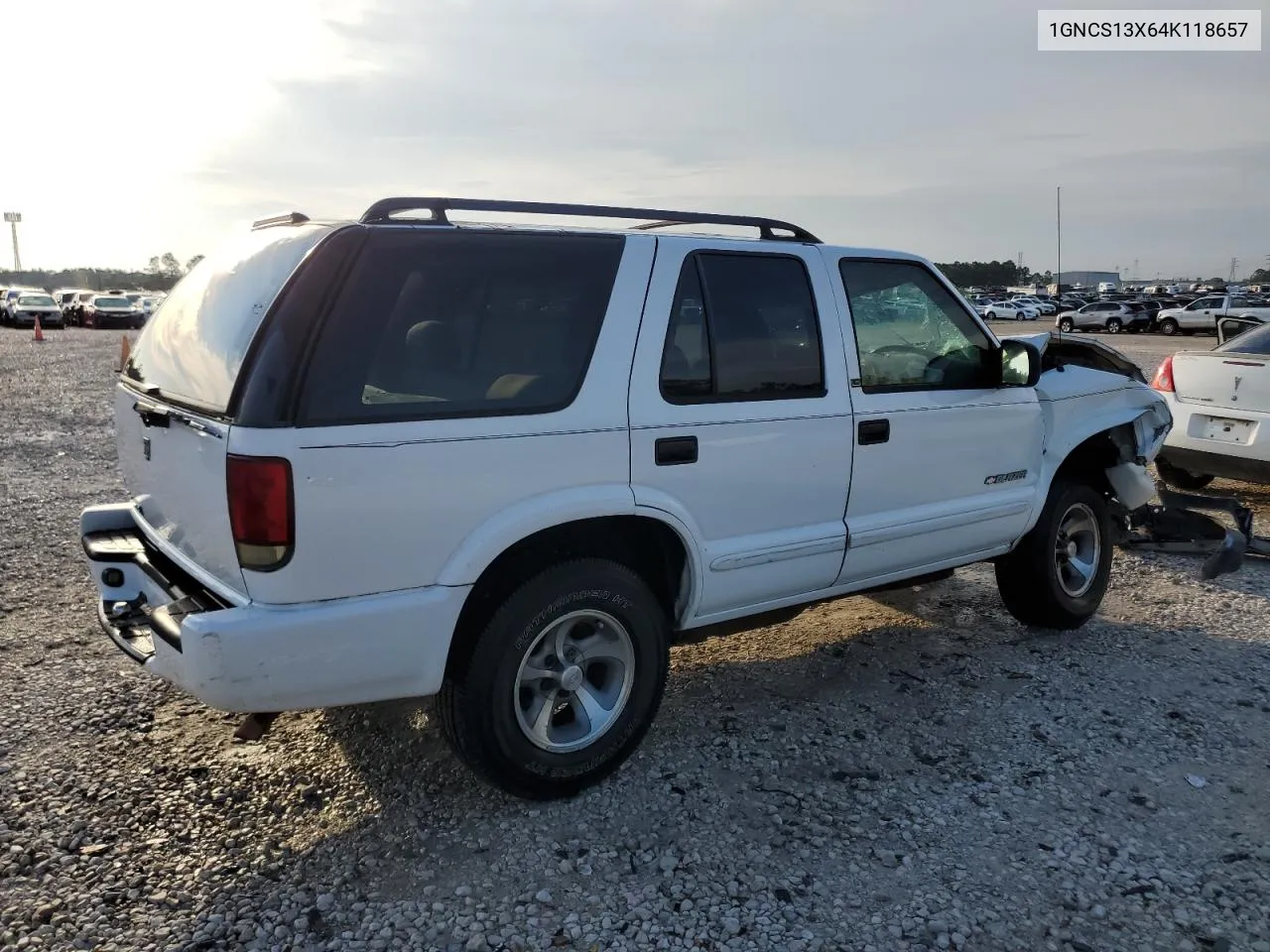 2004 Chevrolet Blazer VIN: 1GNCS13X64K118657 Lot: 69886184