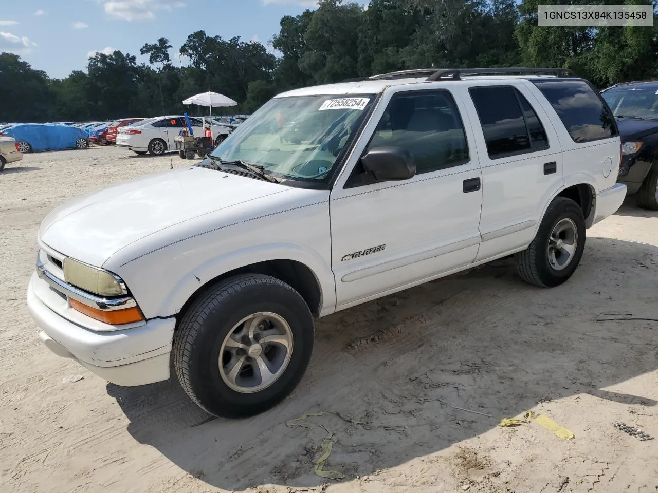 2004 Chevrolet Blazer VIN: 1GNCS13X84K135458 Lot: 72558254