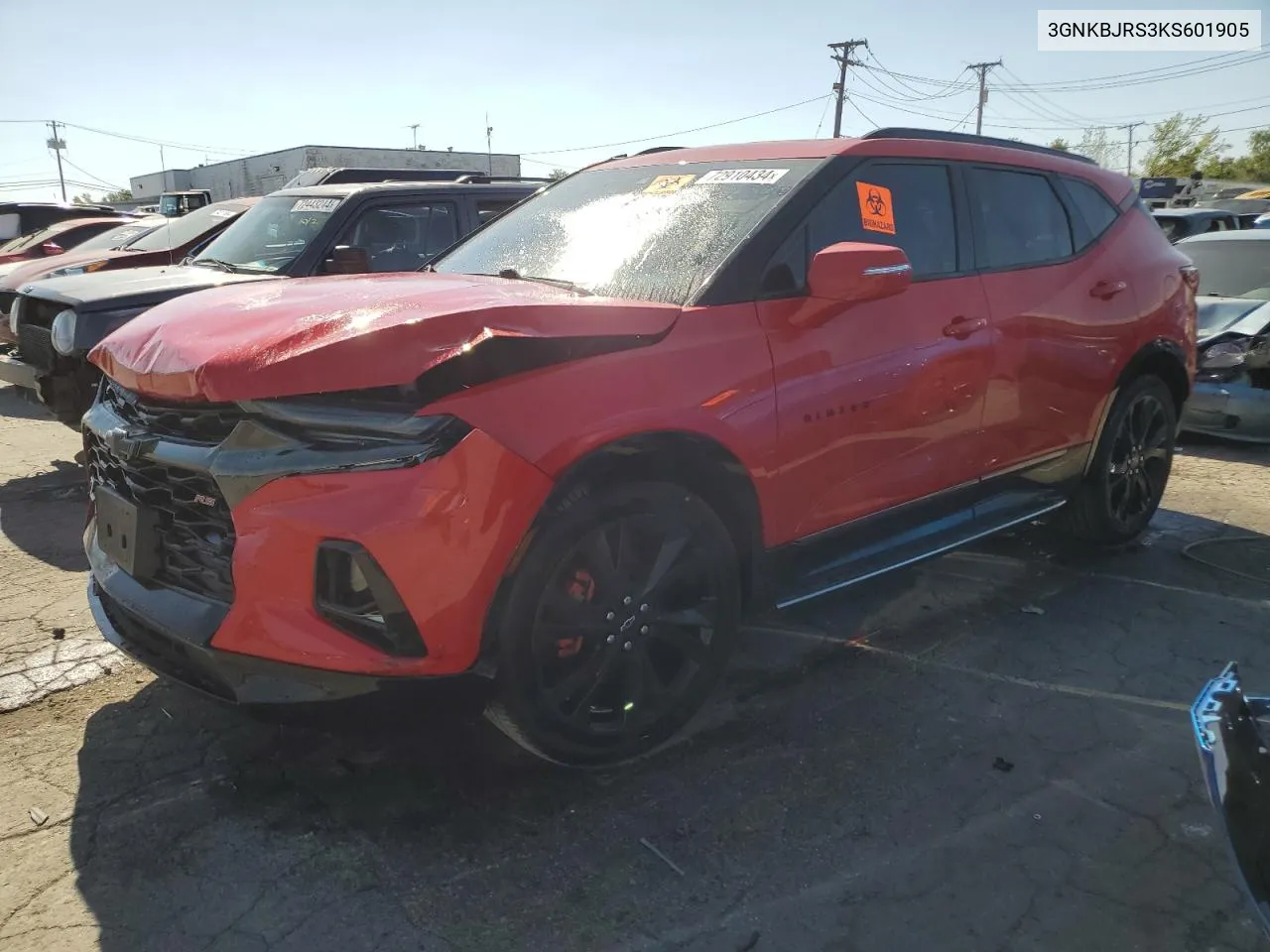 2019 Chevrolet Blazer Rs VIN: 3GNKBJRS3KS601905 Lot: 72910434