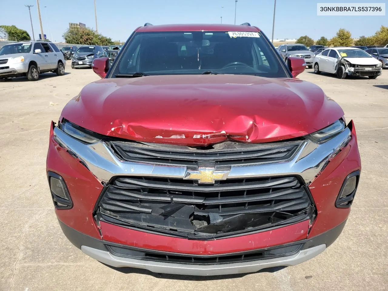 2020 Chevrolet Blazer 1Lt VIN: 3GNKBBRA7LS537396 Lot: 76305394