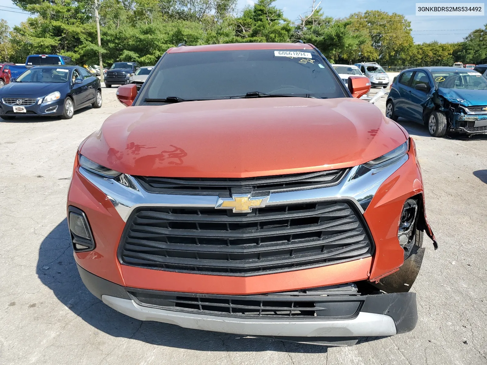 2021 Chevrolet Blazer 3Lt VIN: 3GNKBDRS2MS534492 Lot: 68661894