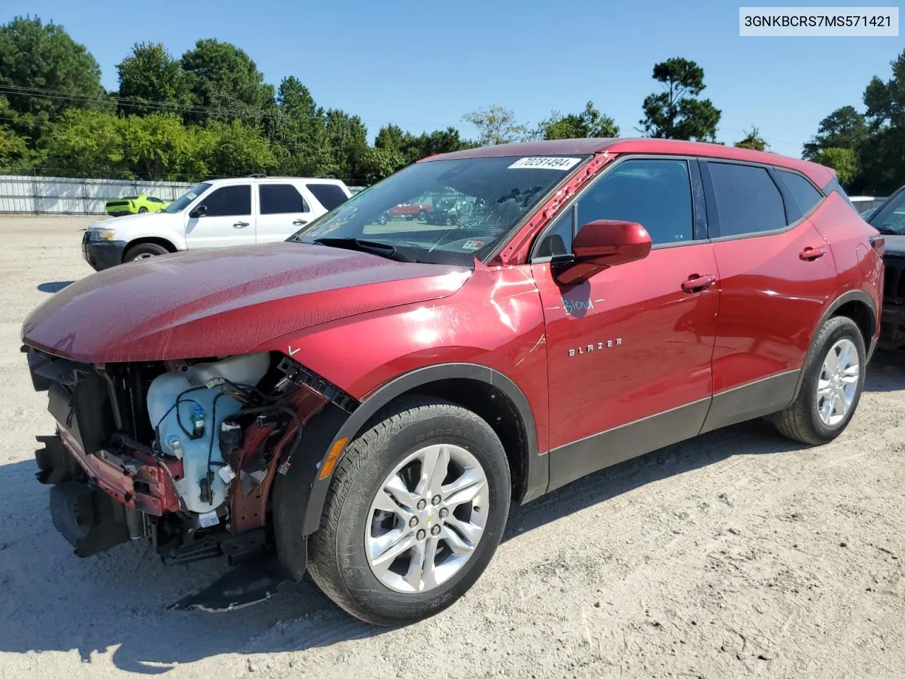 2021 Chevrolet Blazer 2Lt VIN: 3GNKBCRS7MS571421 Lot: 70281494