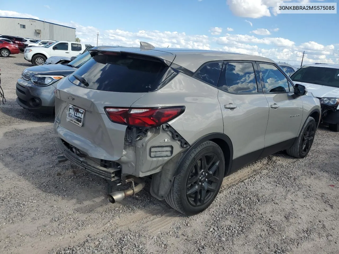 2021 Chevrolet Blazer 1Lt VIN: 3GNKBBRA2MS575085 Lot: 71813834