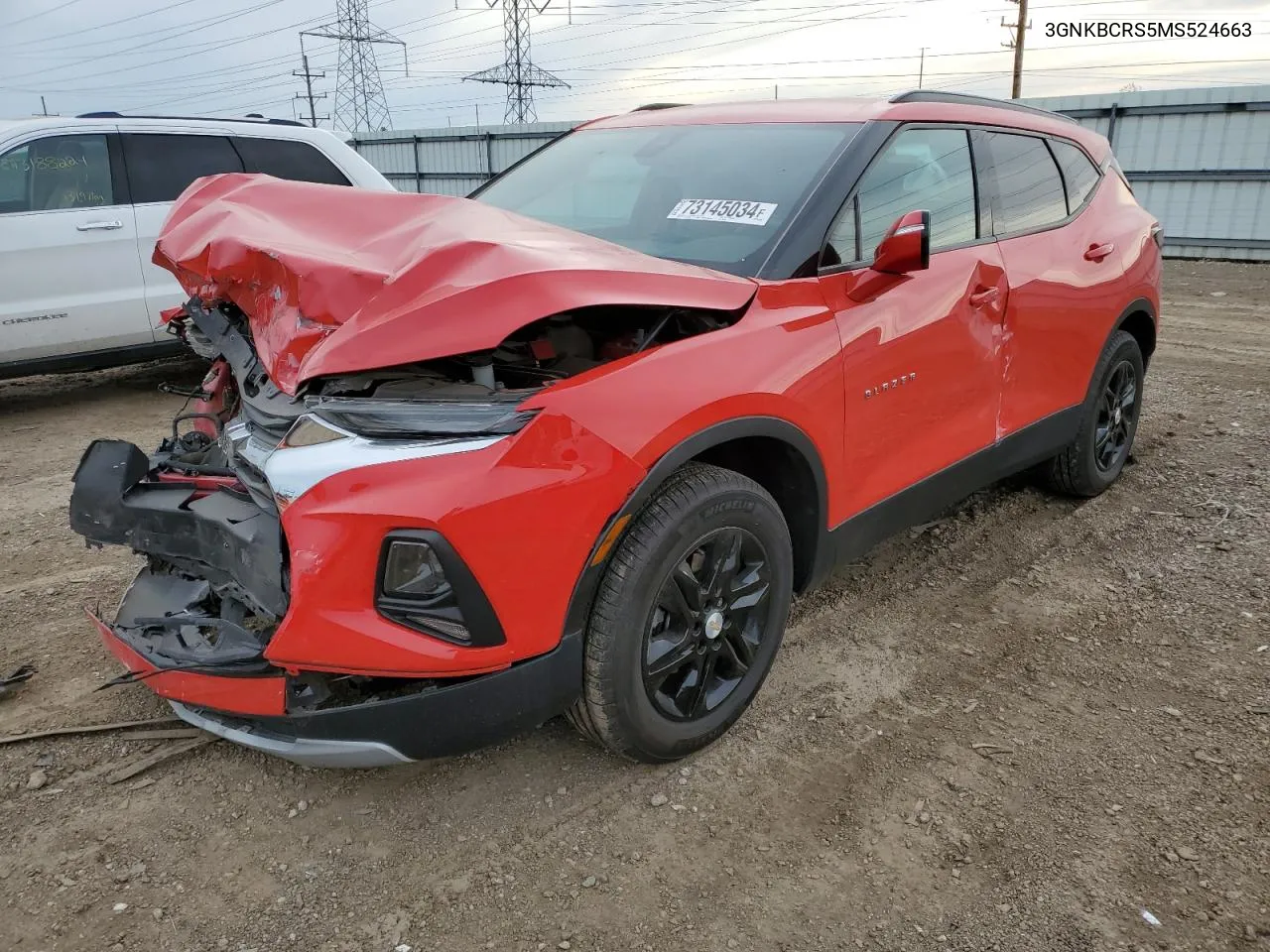 2021 Chevrolet Blazer 2Lt VIN: 3GNKBCRS5MS524663 Lot: 73145034