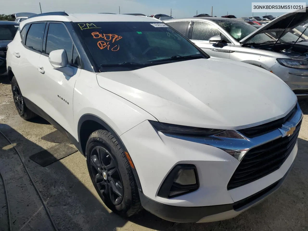 2021 Chevrolet Blazer 3Lt VIN: 3GNKBDRS3MS510251 Lot: 74945134