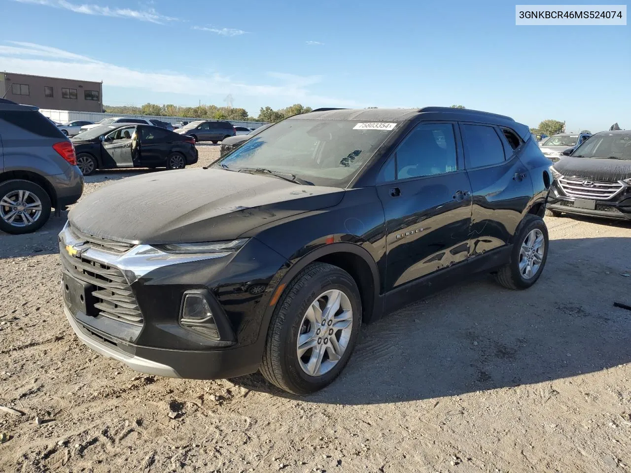 2021 Chevrolet Blazer 2Lt VIN: 3GNKBCR46MS524074 Lot: 75803354