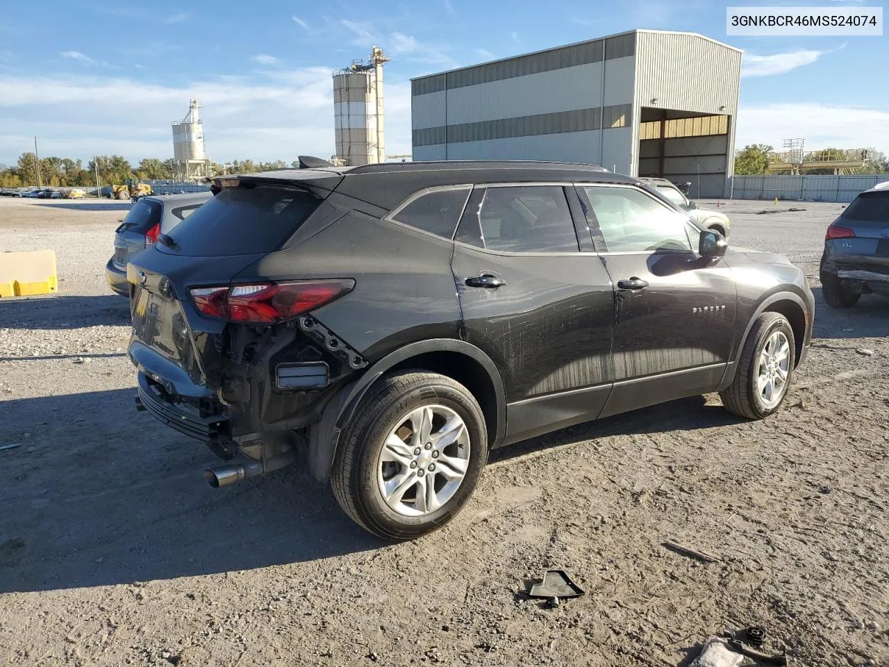 2021 Chevrolet Blazer 2Lt VIN: 3GNKBCR46MS524074 Lot: 75803354