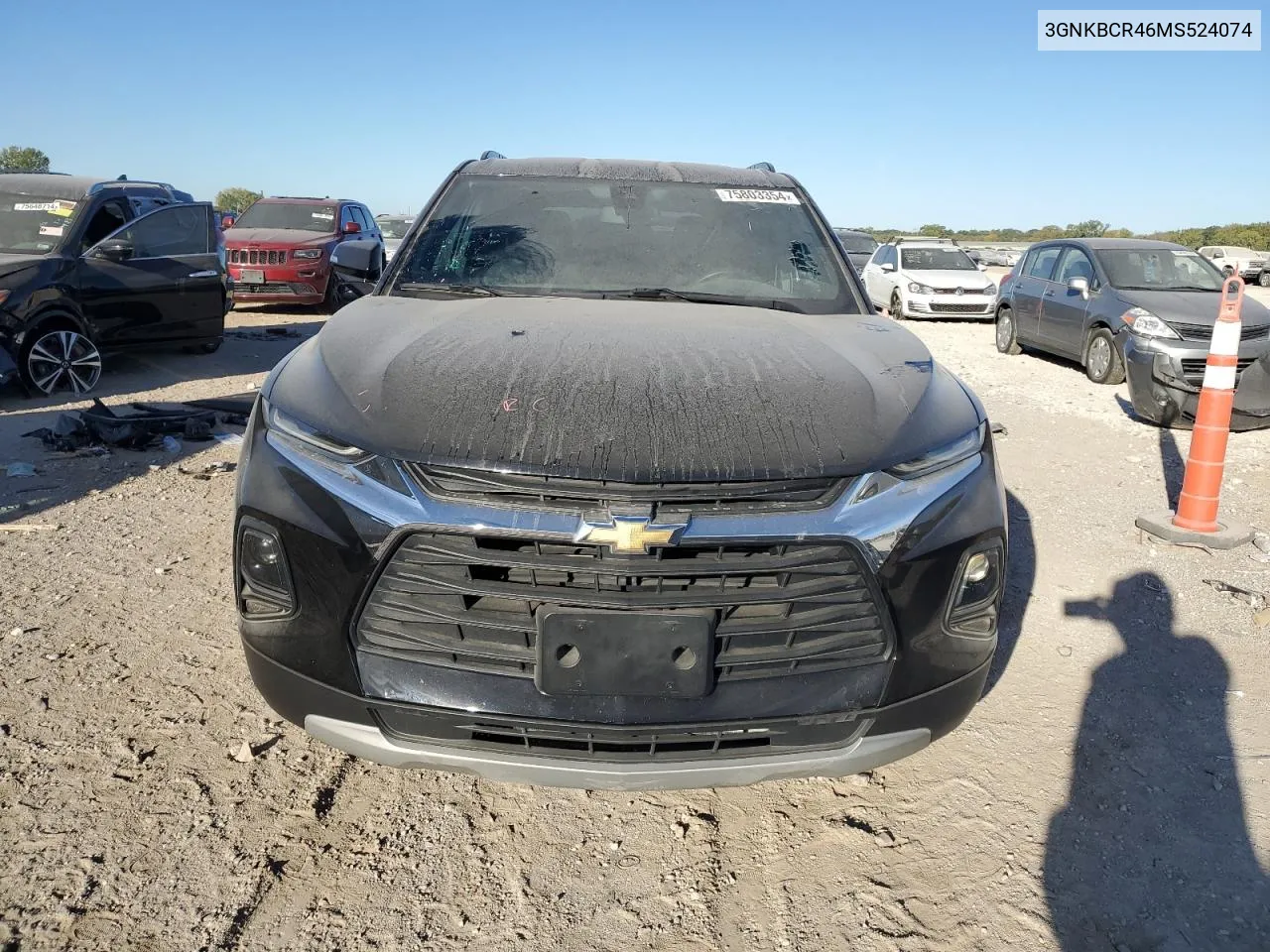 2021 Chevrolet Blazer 2Lt VIN: 3GNKBCR46MS524074 Lot: 75803354