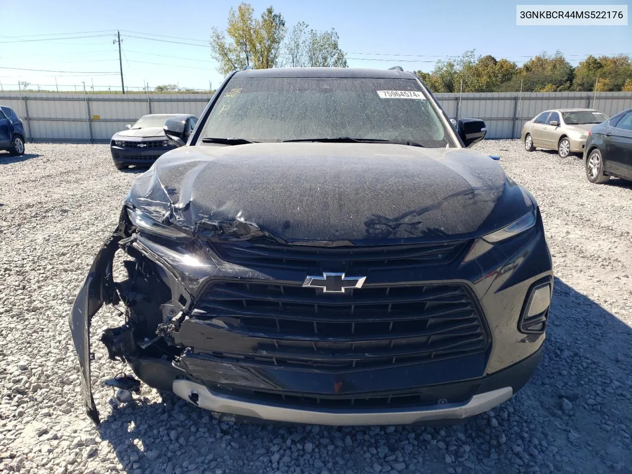 2021 Chevrolet Blazer 2Lt VIN: 3GNKBCR44MS522176 Lot: 75964574