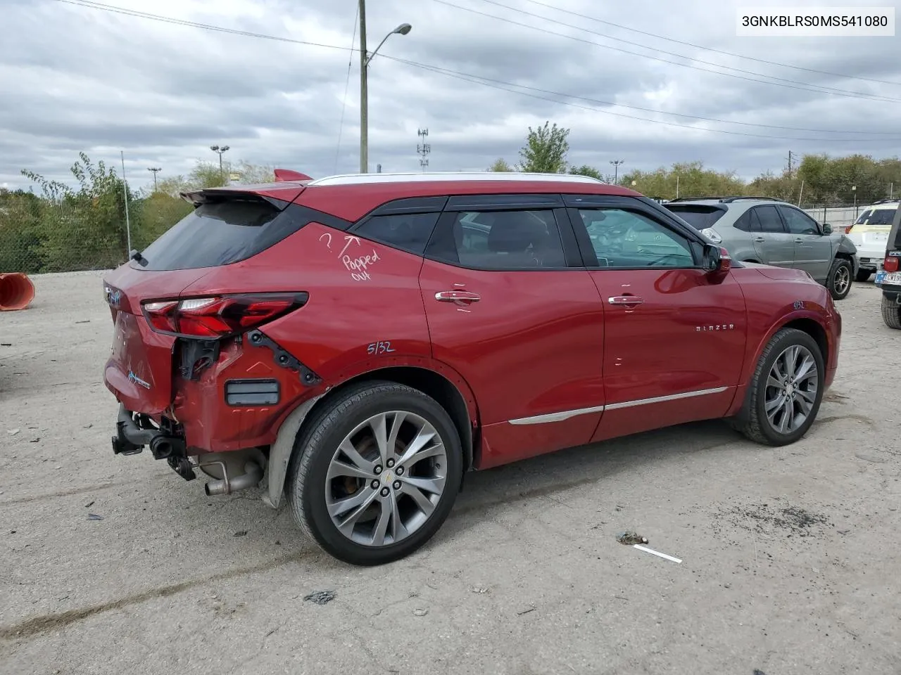 2021 Chevrolet Blazer Premier VIN: 3GNKBLRS0MS541080 Lot: 75990264