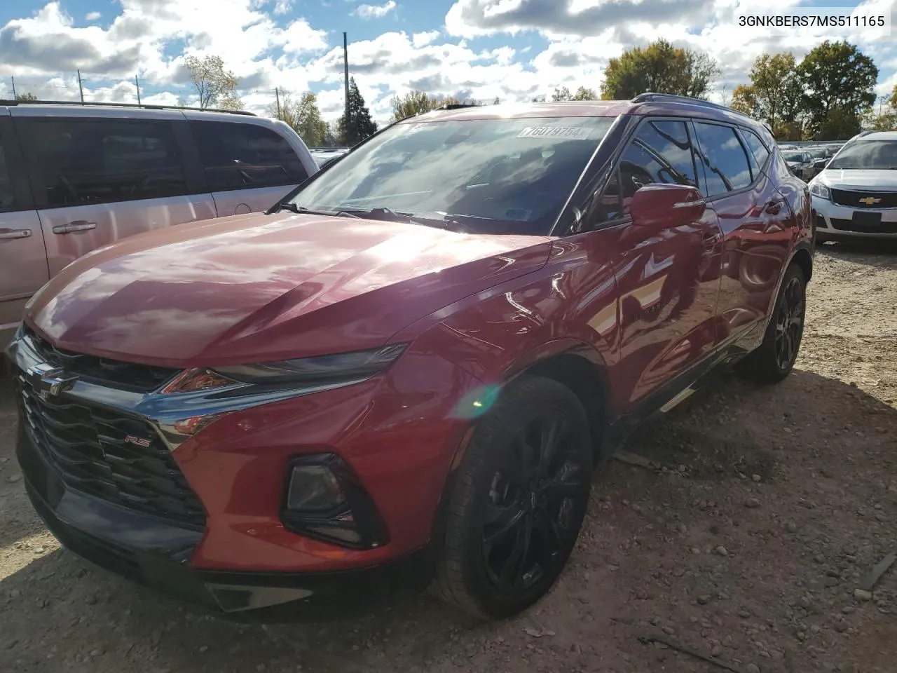 2021 Chevrolet Blazer Rs VIN: 3GNKBERS7MS511165 Lot: 76079754