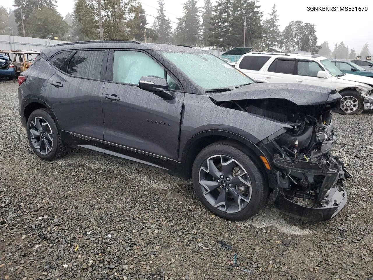 2021 Chevrolet Blazer Rs VIN: 3GNKBKRS1MS531670 Lot: 76181444