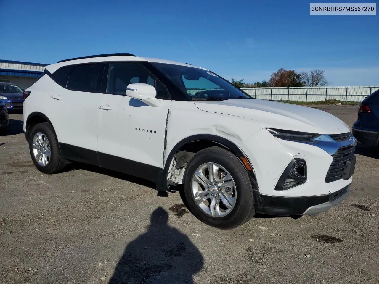 2021 Chevrolet Blazer 2Lt VIN: 3GNKBHRS7MS567270 Lot: 76511184