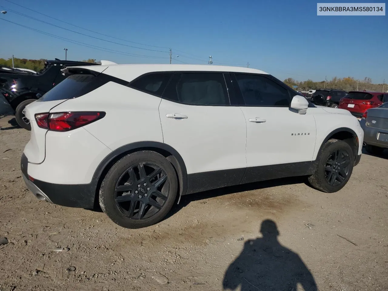 2021 Chevrolet Blazer 1Lt VIN: 3GNKBBRA3MS580134 Lot: 76928344