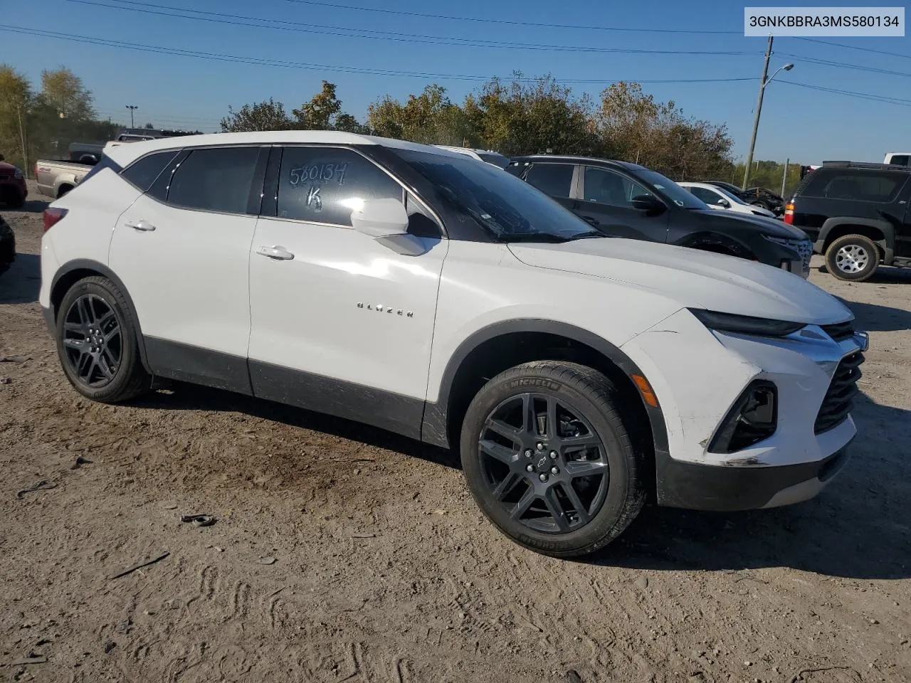 2021 Chevrolet Blazer 1Lt VIN: 3GNKBBRA3MS580134 Lot: 76928344