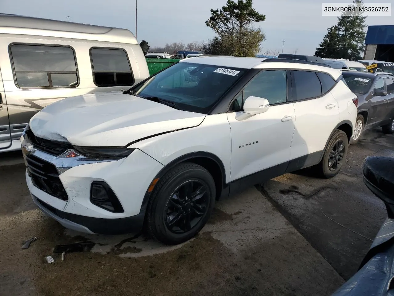 2021 Chevrolet Blazer 2Lt VIN: 3GNKBCR41MS526752 Lot: 81140144