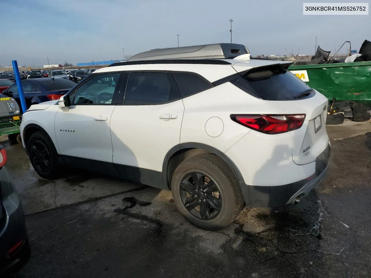 2021 Chevrolet Blazer 2Lt VIN: 3GNKBCR41MS526752 Lot: 81140144