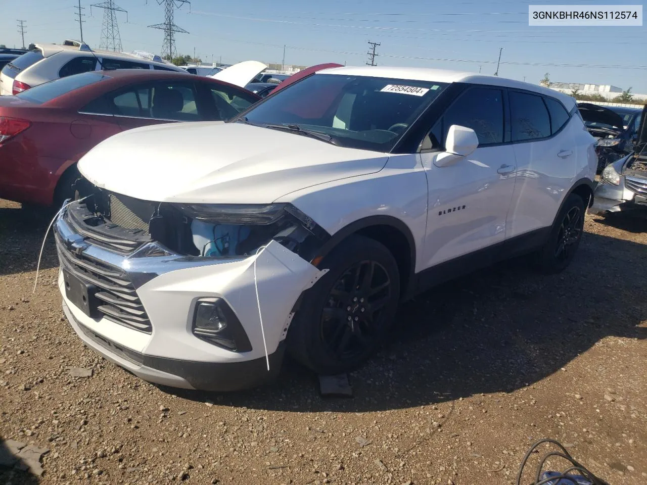 2022 Chevrolet Blazer 2Lt VIN: 3GNKBHR46NS112574 Lot: 72554504